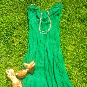 New! Earthbound XL long Kelly green boho dress